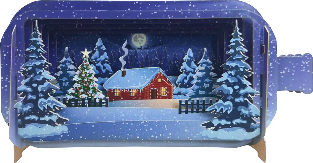 3D Snowy Cabin Christmas Card