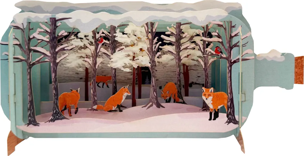 3D Christmas Foxes Christmas Card