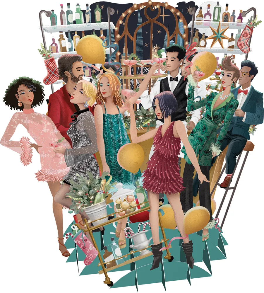 3D Cocktails Christmas Card